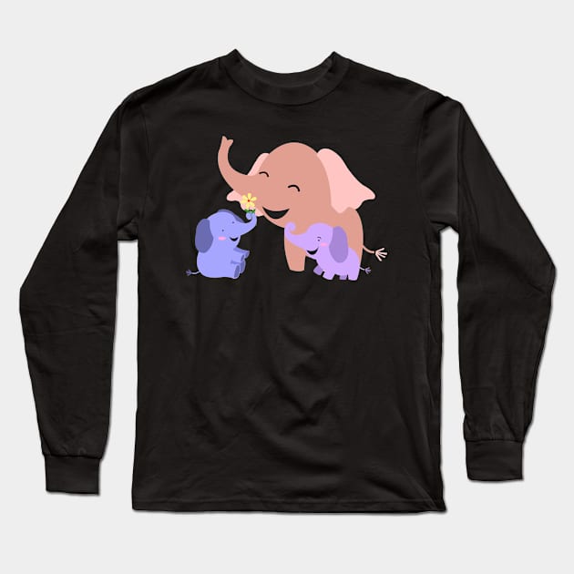 Mom and 2 baby elephants Long Sleeve T-Shirt by holidaystore